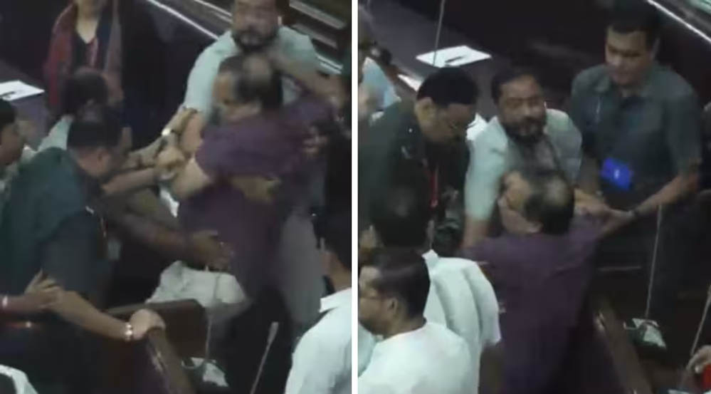 बंगाल विधानसभा में जबरदस्त हंगामा! TMC विधायक कुणाल घोष को मार्शलों ने सदन से बाहर निकाला बंगाल विधानसभा में जबरदस्त हंगामा! TMC विधायक कुणाल घोष को मार्शलों ने सदन से बाहर निकाला