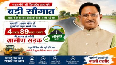 रायपुर : मुख्यमंत्री विष्णुदेव साय की बड़ी सौगात: बनगाँव आश्रम चौक से मुड़ाटोली तक बनेगी 4.89 करोड़ रुपये की सड़क
