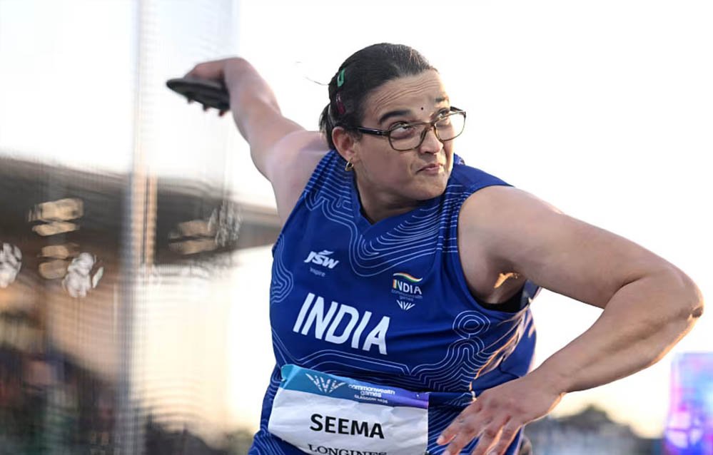 CWG 2026: मां बनने के बाद सीमा कालीरामना की दमदार वापसी, डिस्कस थ्रो में भारत के लिए जीता ब्रॉन्ज मेडल CWG 2026: मां बनने के बाद सीमा कालीरामना की दमदार वापसी, डिस्कस थ्रो में भारत के लिए जीता ब्रॉन्ज मेडल
