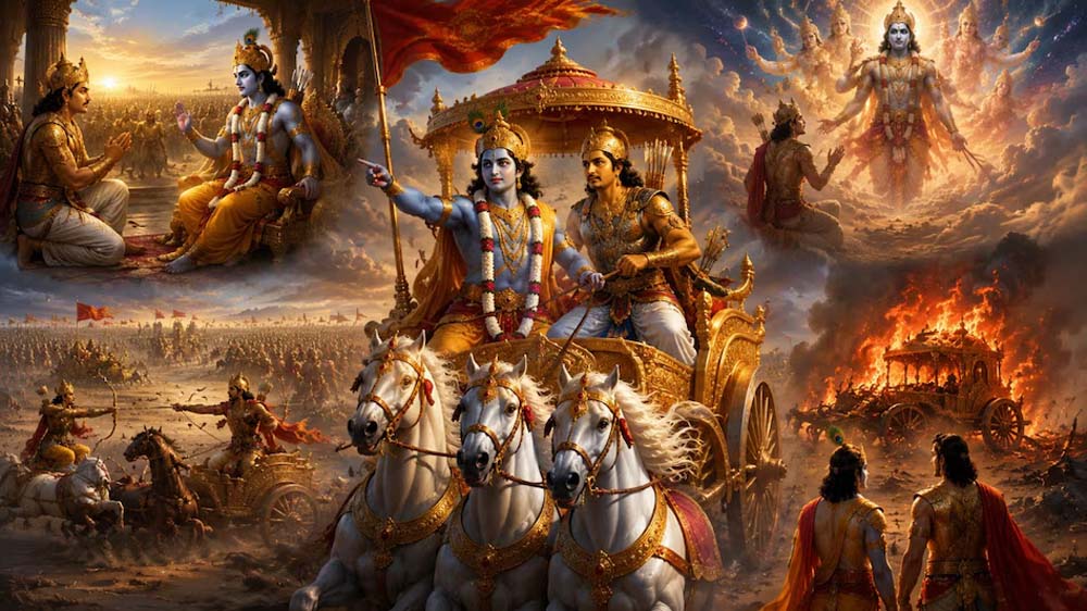 श्रीकृष्ण का अर्जुन को सारथी के रूप में चुनना और गीता का उपदेश श्रीकृष्ण का अर्जुन को सारथी के रूप में चुनना और गीता का उपदेश