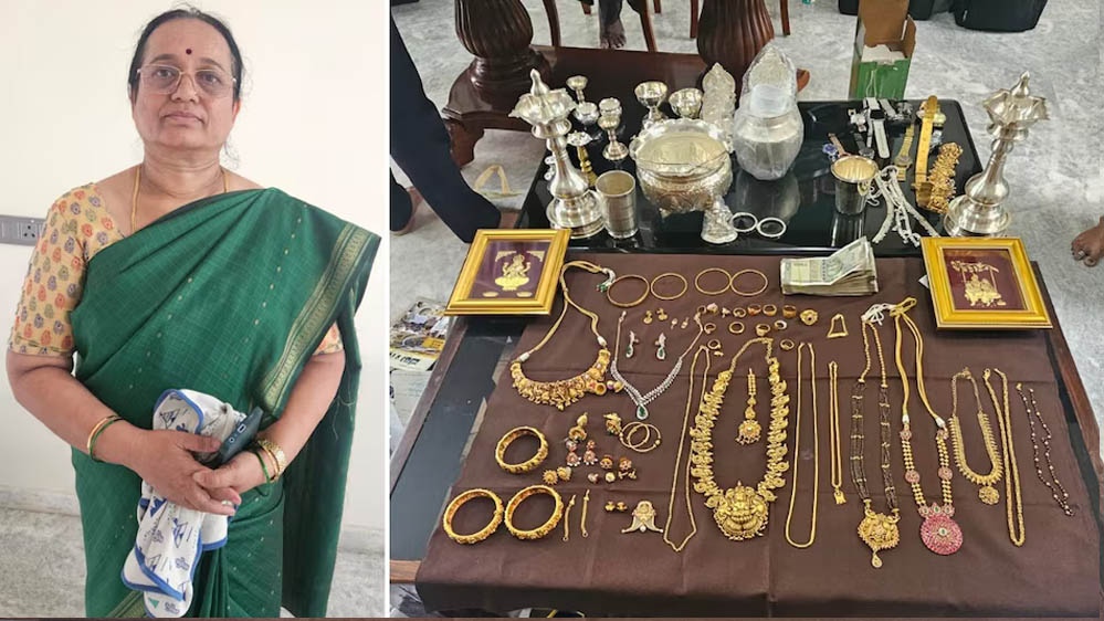 कर्नाटक में लोकायुक्त का बड़ा एक्शन! कृषि अधिकारी पुष्पा के घर छापे में सोना-नकदी बरामद, जांच जारी कर्नाटक में लोकायुक्त का बड़ा एक्शन! कृषि अधिकारी पुष्पा के घर छापे में सोना-नकदी बरामद, जांच जारी