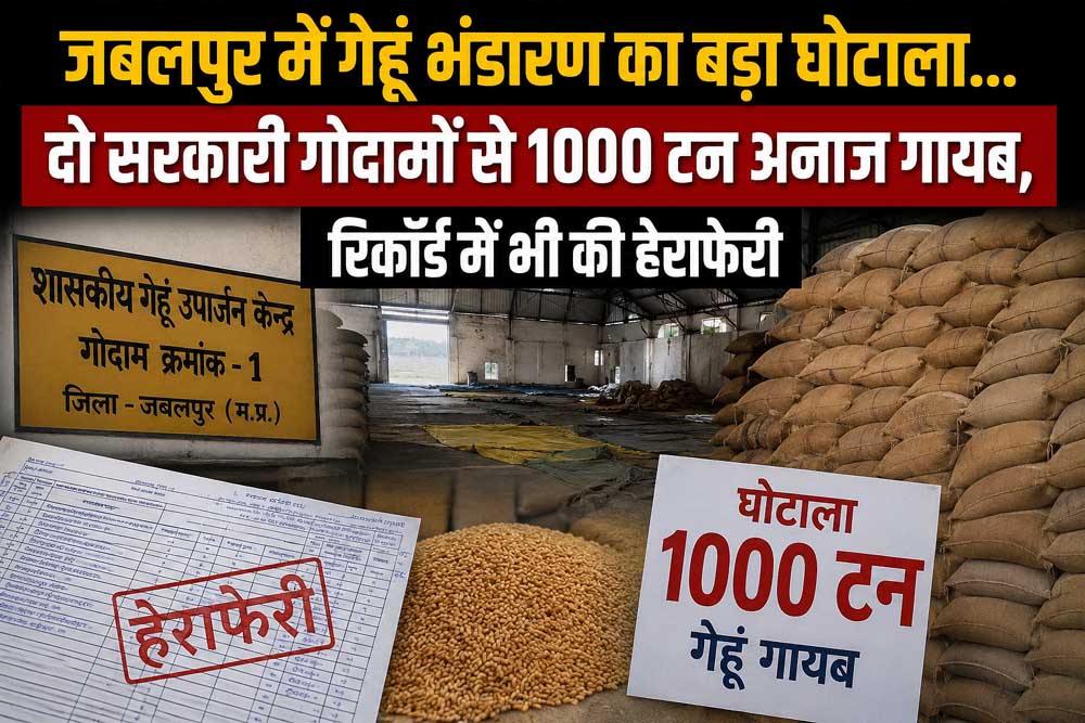 जबलपुर में गेहूं भंडारण का बड़ा घोटाला, दो सरकारी गोदामों से 1000 टन अनाज गायब जबलपुर में गेहूं भंडारण का बड़ा घोटाला, दो सरकारी गोदामों से 1000 टन अनाज गायब