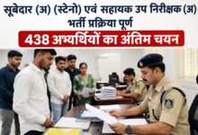 सूबेदार (अ) (स्टेनो) एवं सहायक उप निरीक्षक (अ) भर्ती प्रक्रिया पूर्ण 438 अभ्यर्थियों का अंतिम चयन सूबेदार (अ) (स्टेनो) एवं सहायक उप निरीक्षक (अ) भर्ती प्रक्रिया पूर्ण 438 अभ्यर्थियों का अंतिम चयन