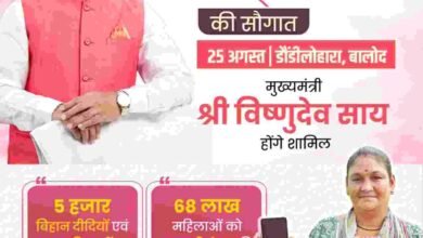 मुख्यमंत्री साय 25 अगस्त को महतारी वंदन योजना के 31वीं किस्त की राशि करेंगे जारी मुख्यमंत्री साय 25 अगस्त को महतारी वंदन योजना के 31वीं किस्त की राशि करेंगे जारी
