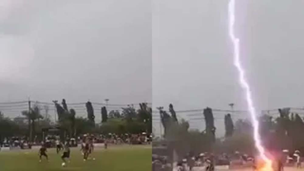 थाईलैंड में फुटबॉल मैच के दौरान गिरी बिजली, खिलाड़ी की मौत 12 घायल थाईलैंड में फुटबॉल मैच के दौरान गिरी बिजली, खिलाड़ी की मौत 12 घायल