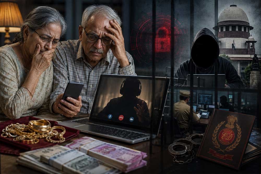 भोपाल में 97 दिन का डिजिटल अरेस्ट, ED-सुप्रीम कोर्ट का डर दिखाकर दंपती से ऐंठे 22 लाख भोपाल में 97 दिन का डिजिटल अरेस्ट, ED-सुप्रीम कोर्ट का डर दिखाकर दंपती से ऐंठे 22 लाख