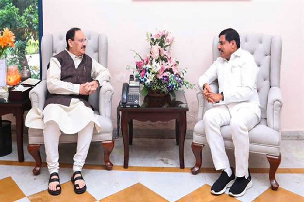 मुख्यमंत्री डॉ. यादव ने केन्द्रीय मंत्री नड्डा से भेंट की मुख्यमंत्री डॉ. यादव ने केन्द्रीय मंत्री नड्डा से भेंट की