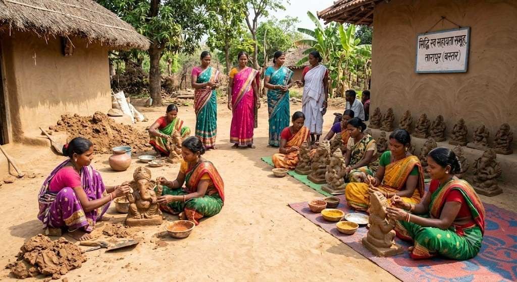गणेशोत्सव में बस्तर की महिलाओं का कमाल,इको-फ्रेंडली मूर्तियां बेचकर कमाए 1.80 लाख रुपये गणेशोत्सव में बस्तर की महिलाओं का कमाल,इको-फ्रेंडली मूर्तियां बेचकर कमाए 1.80 लाख रुपये