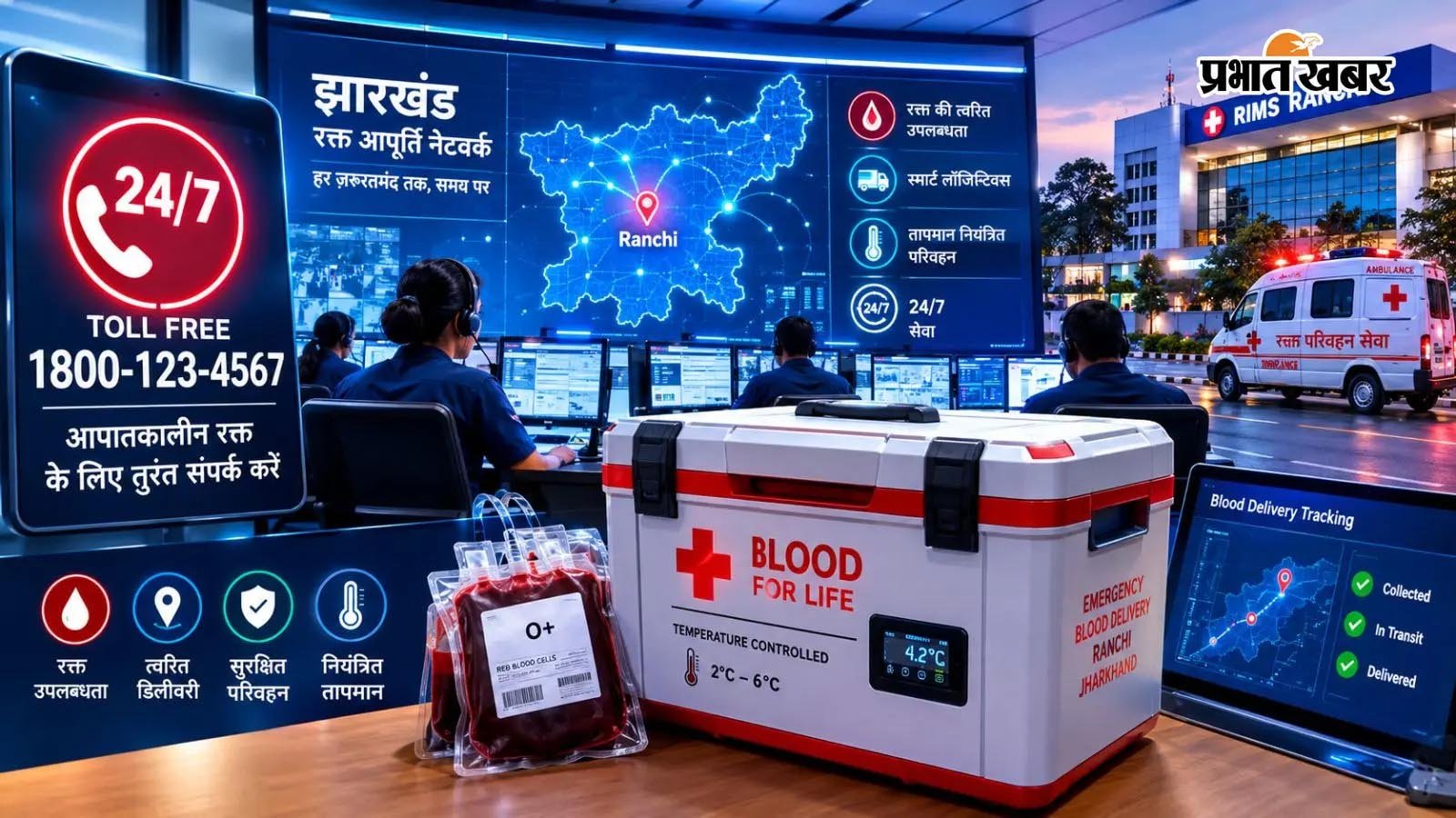 झारखंड में अब एक कॉल पर 4 घंटे में पहुंचेगा ब्लड, 90 दिनों में लागू होगी नई व्यवस्था झारखंड में अब एक कॉल पर 4 घंटे में पहुंचेगा ब्लड, 90 दिनों में लागू होगी नई व्यवस्था