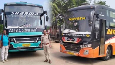 बसों की छत पर सामान ढोने पर 49 स्लीपर बसों के चालान बसों की छत पर सामान ढोने पर 49 स्लीपर बसों के चालान