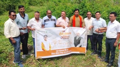 सेवा संकल्प अभियान के तहत अरपा उद्गम स्थल पर नदी घाट स्वच्छता और जल संरक्षण का संदेश
