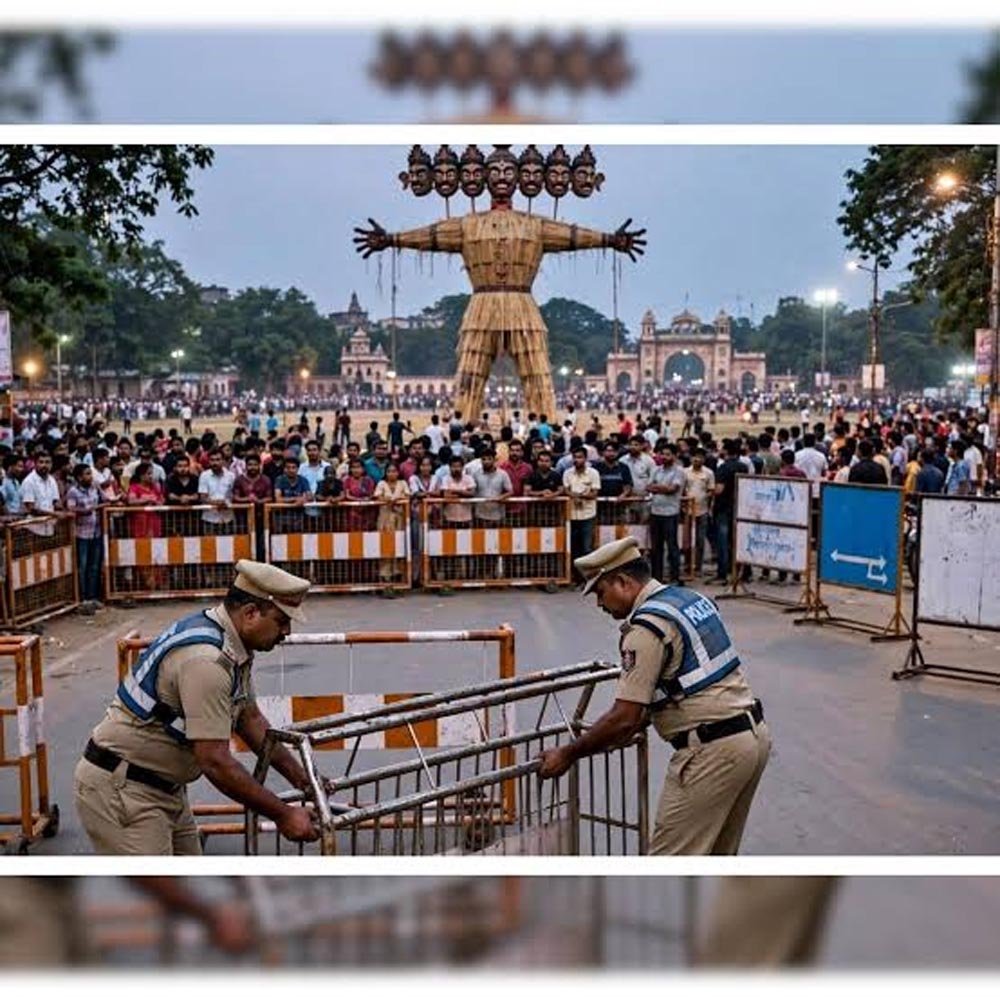 पटना में 20 अक्टूबर को रावण वध पर ट्रैफिक अलर्ट, सुबह 11 बजे से गांधी मैदान के रास्ते बंद पटना में 20 अक्टूबर को रावण वध पर ट्रैफिक अलर्ट, सुबह 11 बजे से गांधी मैदान के रास्ते बंद