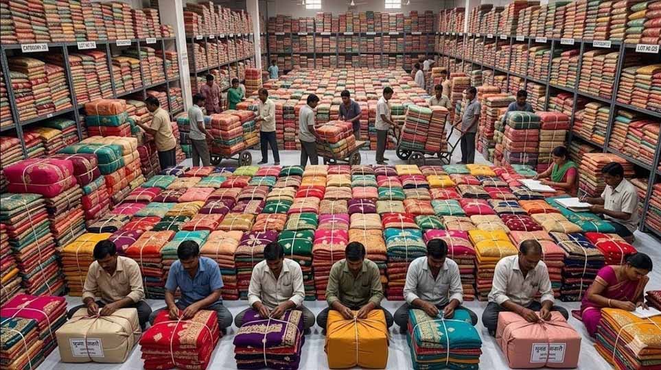 सूरत में साड़ी उद्योग पर संकट, उत्पादन में भारी गिरावट से बढ़ेंगी कीमतें! सूरत में साड़ी उद्योग पर संकट, उत्पादन में भारी गिरावट से बढ़ेंगी कीमतें!