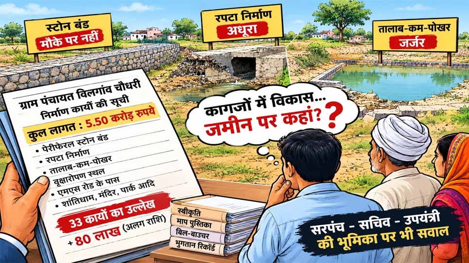 विलगांव चौधरी में 5.50 करोड़ के निर्माण कार्यों की फेहरिस्त, अब जमीन पर हिसाब की दरकार! विलगांव चौधरी में 5.50 करोड़ के निर्माण कार्यों की फेहरिस्त, अब जमीन पर हिसाब की दरकार!