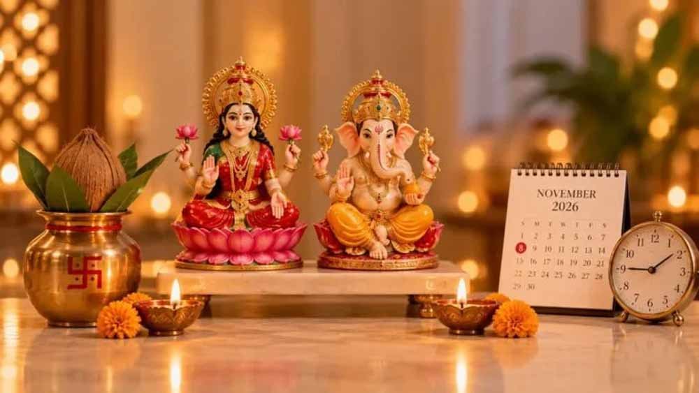 Diwali 2026 Calendar: 6 से 11 नवंबर तक मनाए जाएंगे त्योहार, जानें धनतेरस से भाई दूज तक की सही तारीखें Diwali 2026 Calendar: 6 से 11 नवंबर तक मनाए जाएंगे त्योहार, जानें धनतेरस से भाई दूज तक की सही तारीखें